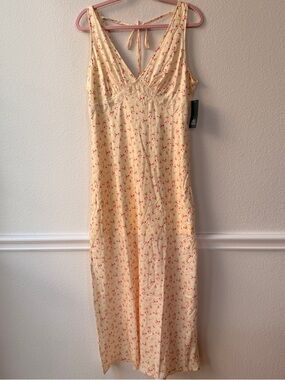 Wild Fable Yellow Floral Midi Dress Feminine Cottagecore Coquette Slip NWT M